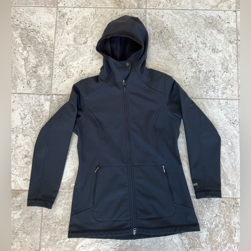 Marmot Soft Shell Fleece Lined Hooded Full Zip Unisex Black Jacket, L - Picture 6 of 13